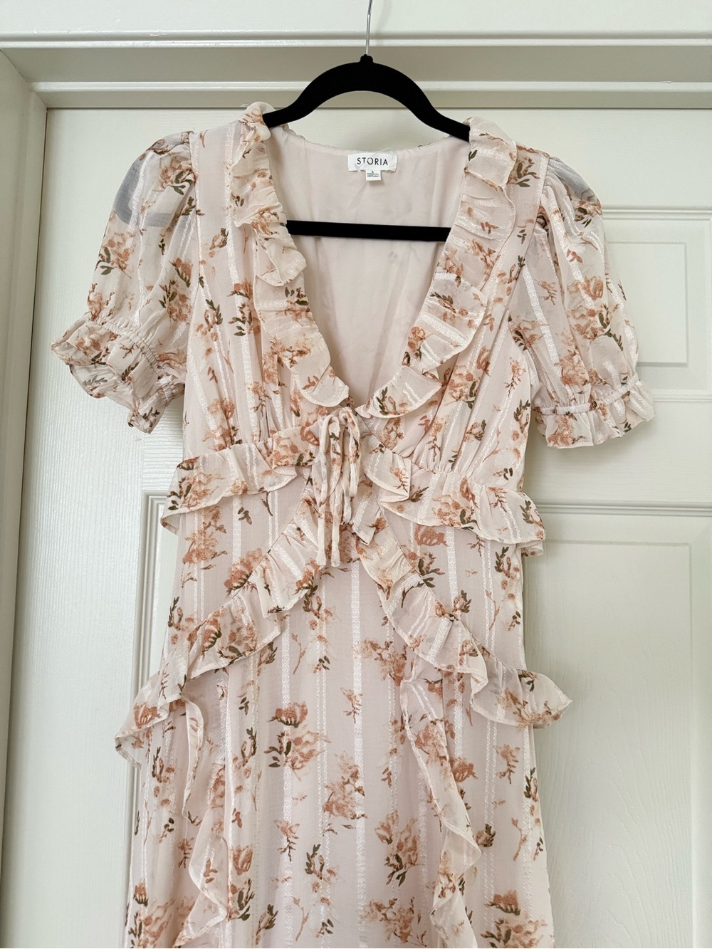 Storia Blush Pink Floral Ruffle Maxi Dress - Picture 3 of 6